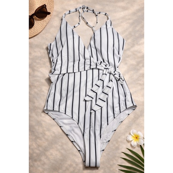 CUPSHE Stay Young Stripe One-Piece Swimsuit | NWT Size - L - Picture 5 of 12